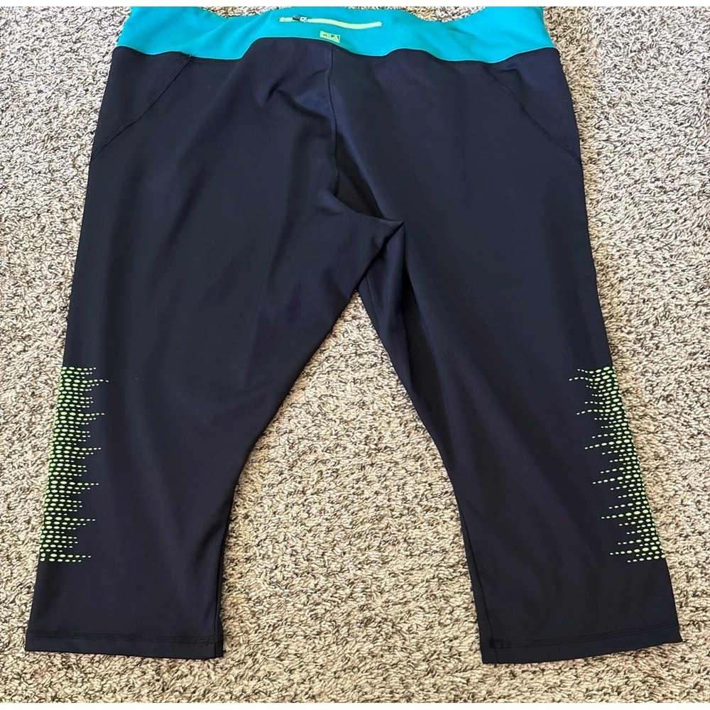 Fila Women's Black Teal‎ Capris Athletic Leggings Size 3X - Picture 7 of 7